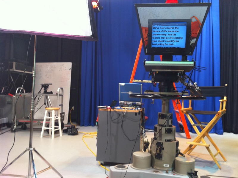 teleprompter on set