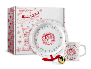 A special plate and mug to place Santa's cookies for Christmas Eve