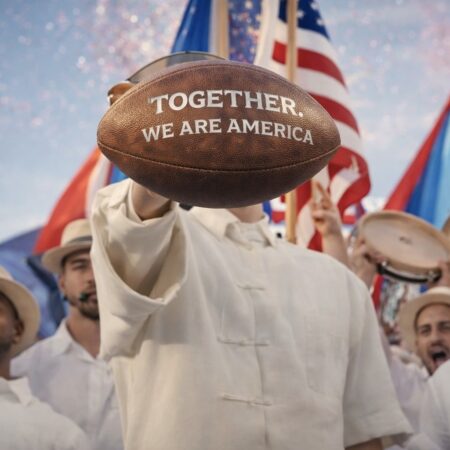 Bad Bunny performing at the NFL Super Bowl LX. Courtesy of NBC.