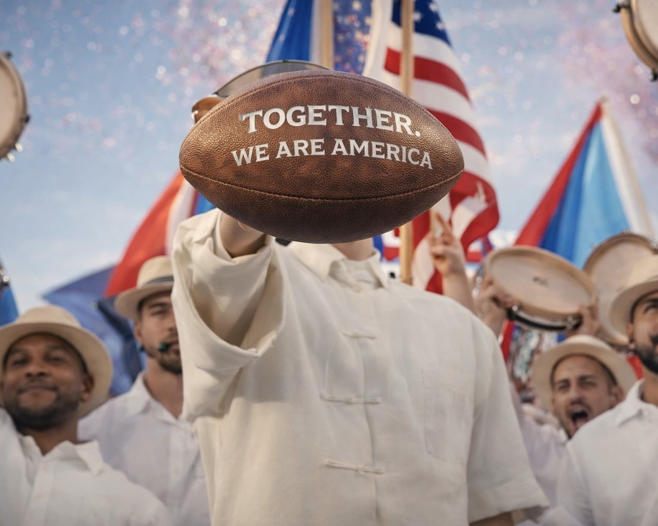 Bad Bunny performing at the NFL Super Bowl LX. Courtesy of NBC.